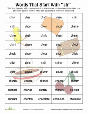 1st Grade Ch Words Worksheet