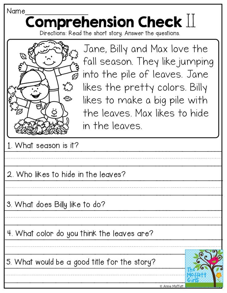 Year 1 Comprehension Questions