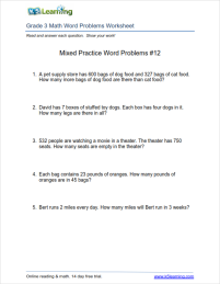 Multiplication Word Problems For 3rd Grade