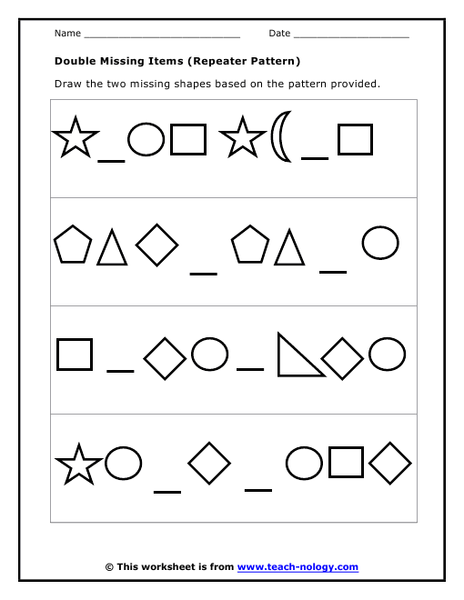Pattern Worksheets For Toddlers