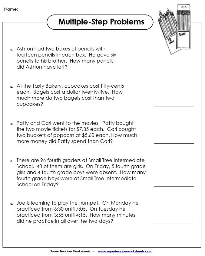 Word Problems Worksheets 5th Grade