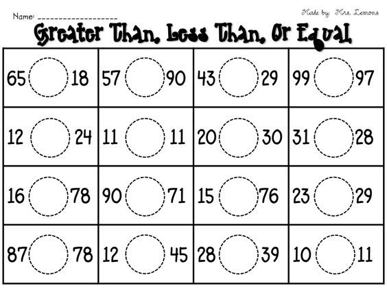 1st Grade Comparing Numbers Worksheets Grade 1