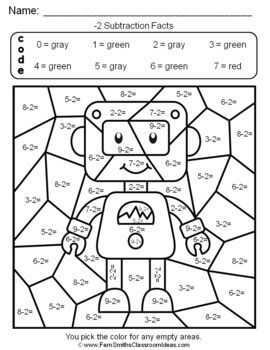 3rd Grade Color By Number Subtraction Worksheets