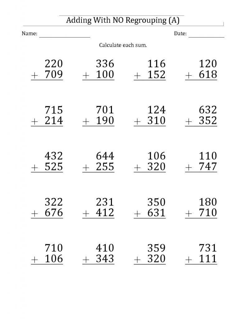 Math Addition Worksheets 3rd Grade