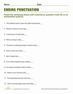 3rd Grade Punctuation Worksheets For Grade 3 With Answers