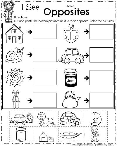 Antonyms Worksheets For Kindergarten