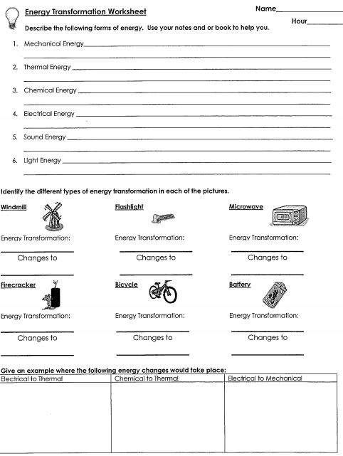 5th Grade Science Worksheets Energy