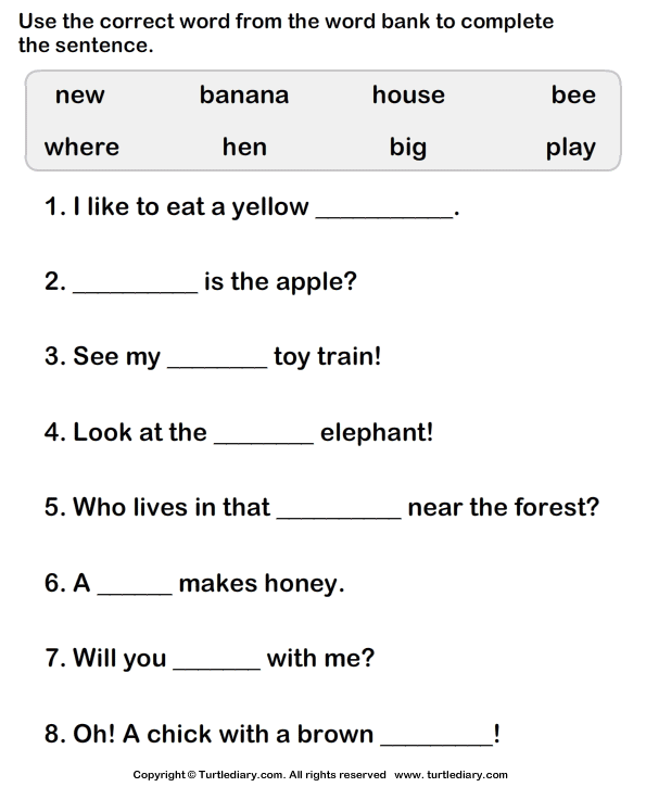 Simple Sentence Worksheet For Grade 1