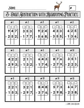 Subtraction With Regrouping Worksheets With Boxes