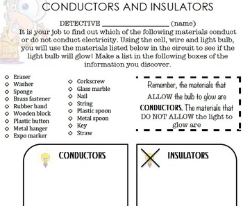 Thermal Conductors And Insulators Worksheet
