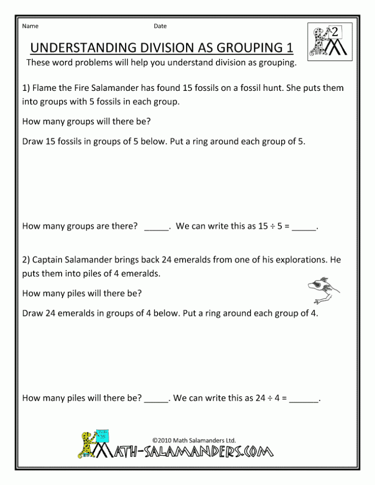 2nd Grade Division Word Problems Grade 3