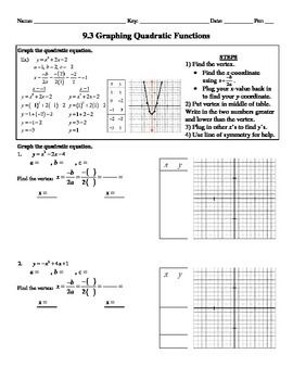 Quadratic Functions Worksheet Pdf