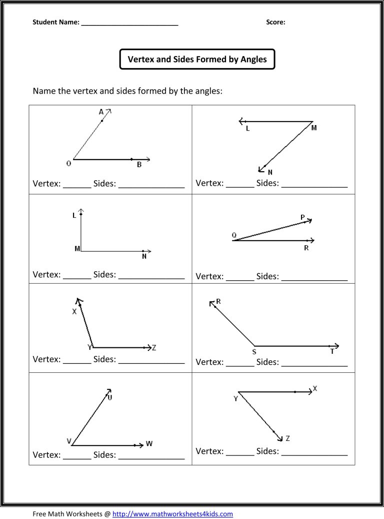 Angles Worksheet 4th Grade