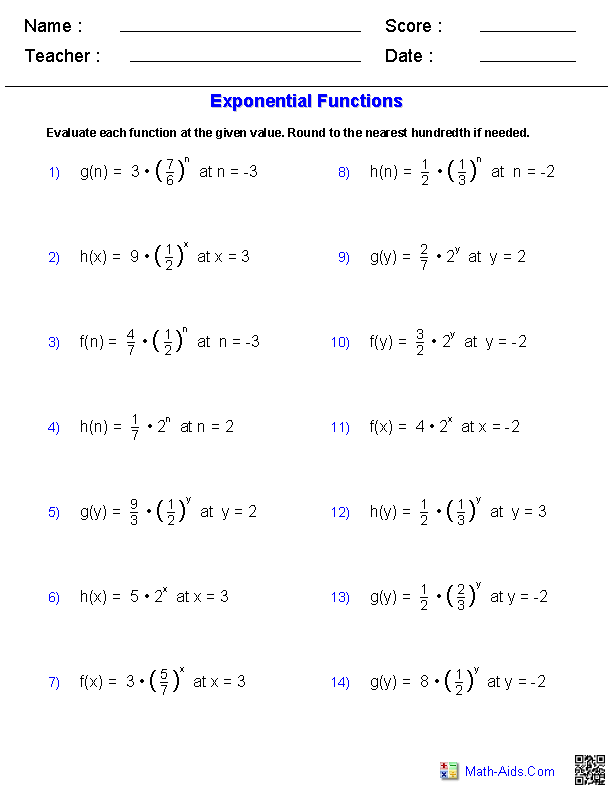 Function Notation Worksheet Algebra 1