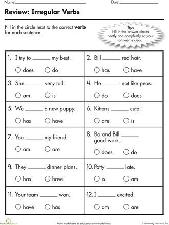 3rd Grade Irregular Verbs Worksheet Pdf