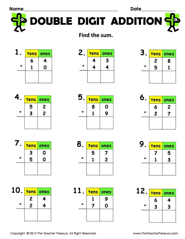 2 Digit Addition Without Regrouping Free Worksheets