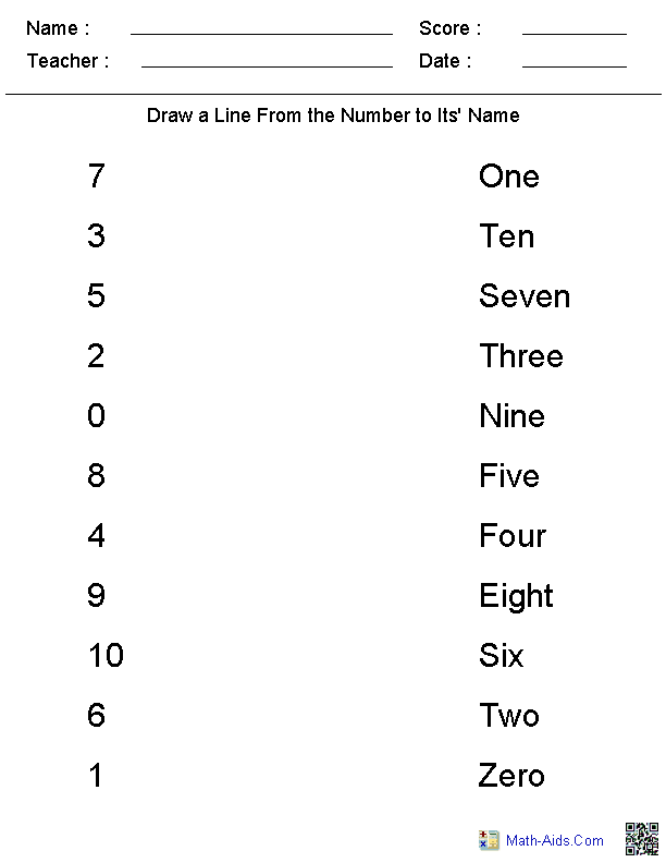 Number Names Worksheet