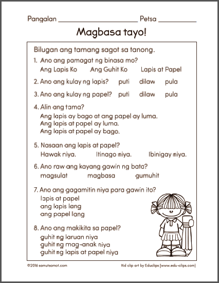 Filipino Reading Comprehension Worksheets For Grade 5