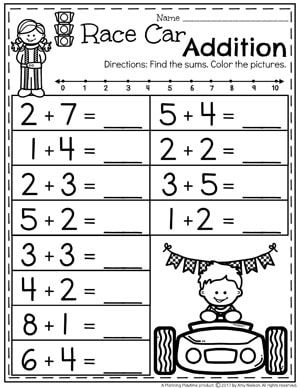 Math Addition Worksheets Kindergarten