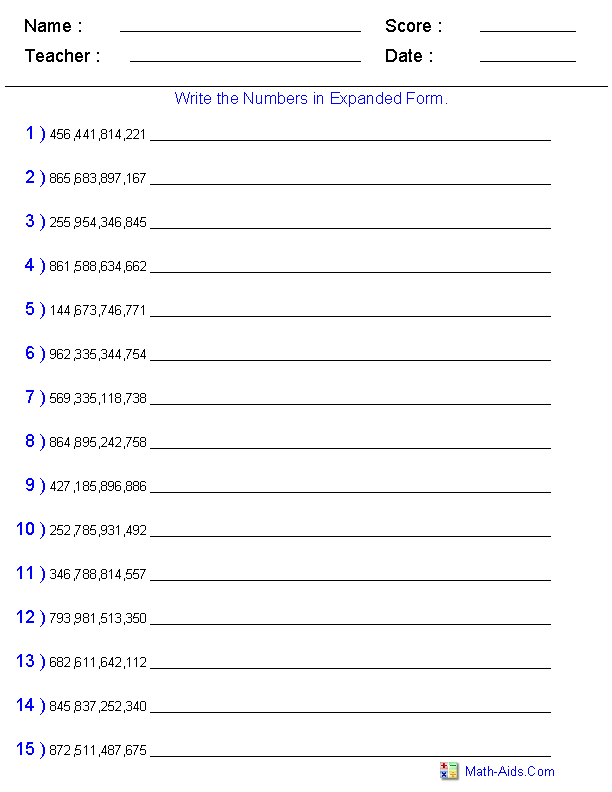 Expanded Notation Worksheets 5th Grade Kidsworksheetfun