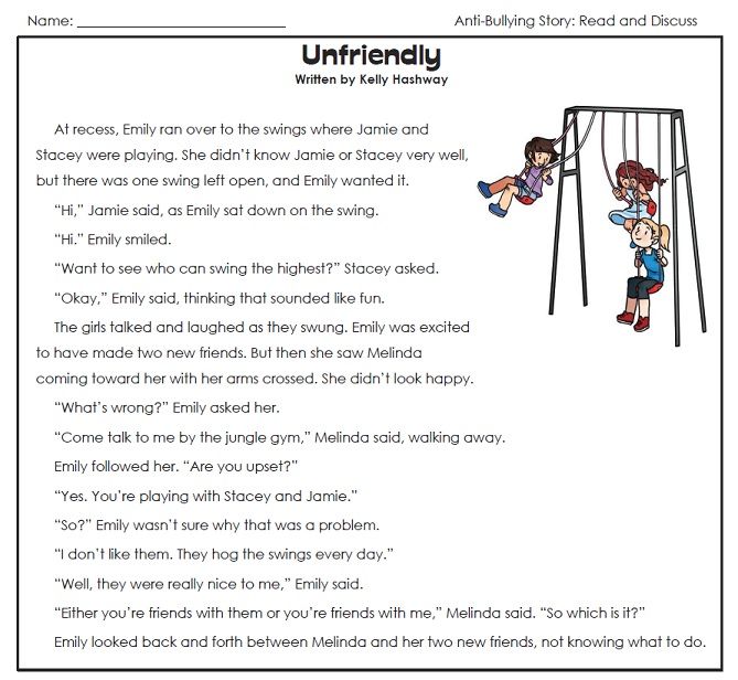 Bullying Worksheets For Kindergarten