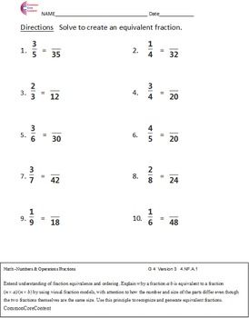 Common Core Sheets Fractions