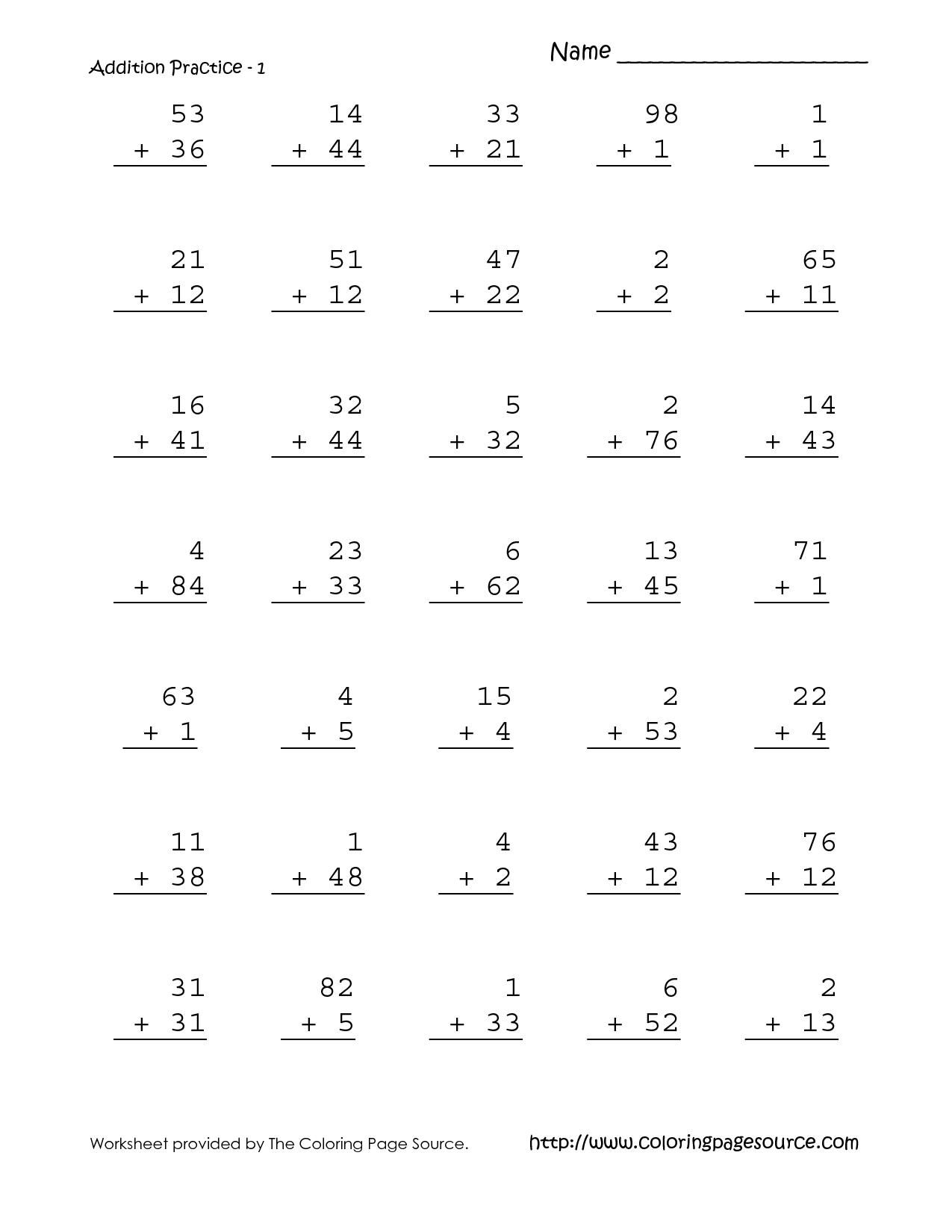 Math Practice Worksheets 1st Grade