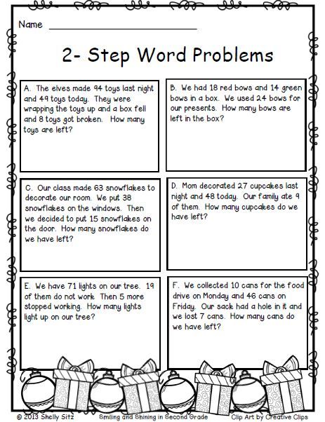 2nd Grade 2 Step Addition And Subtraction Word Problems