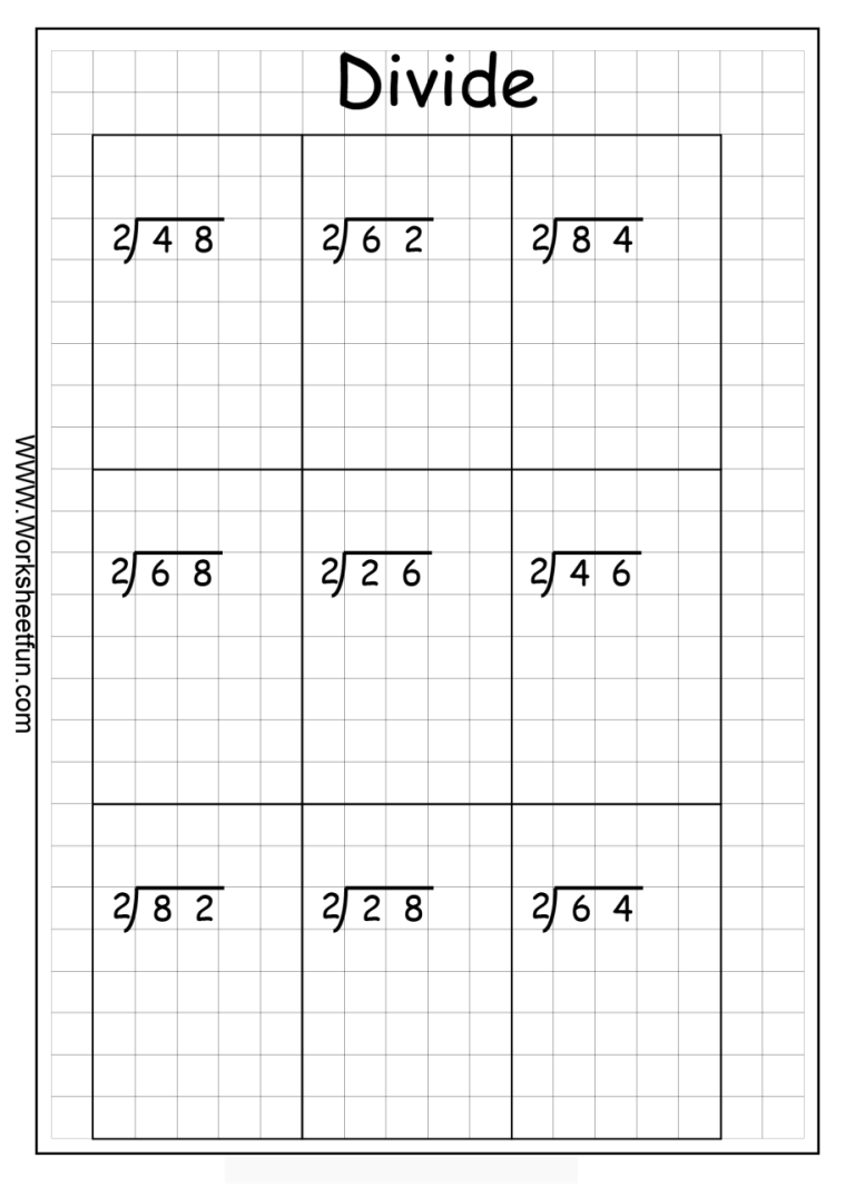 Short Division Worksheets Without Remainders
