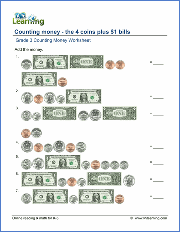 3rd Grade Math Counting Money Worksheets