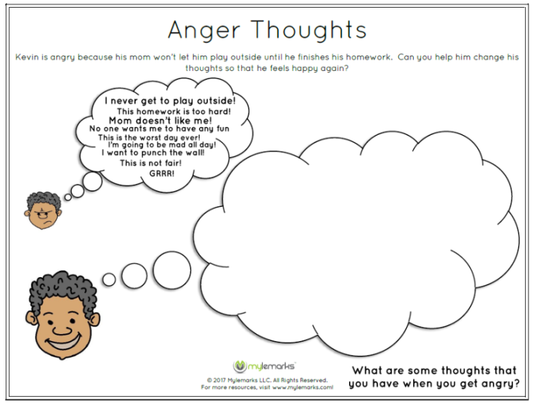 Anger Worksheets For Kindergarten