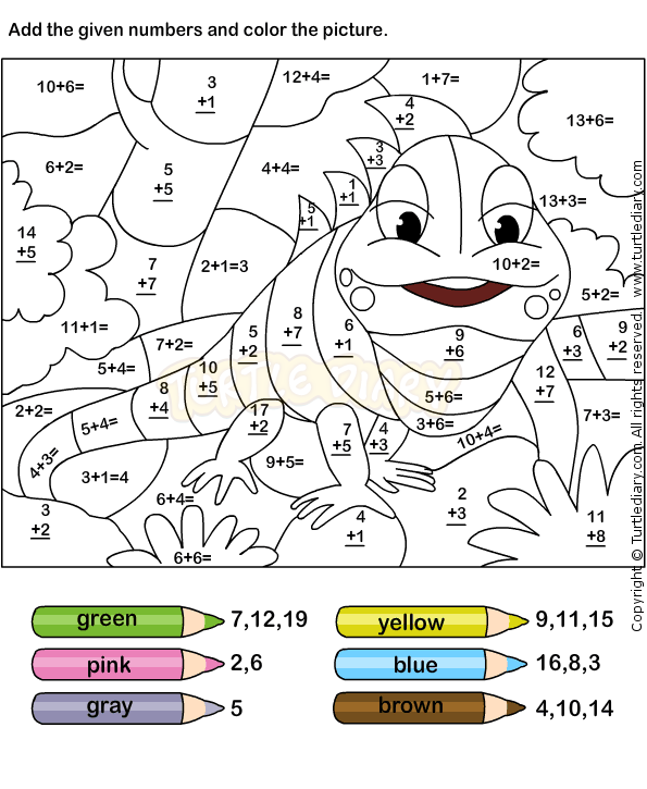 1st Grade Printable Math Coloring Worksheets