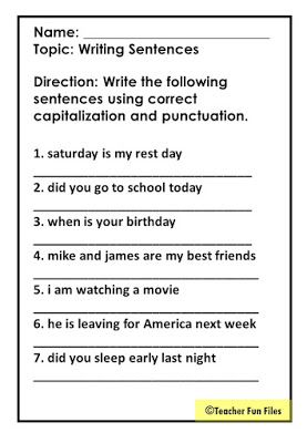 Capitalization And Punctuation Worksheets