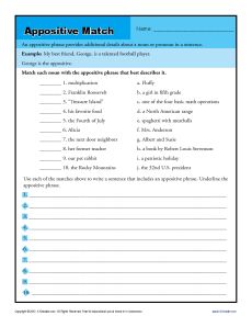 5th Grade Appositive Worksheet