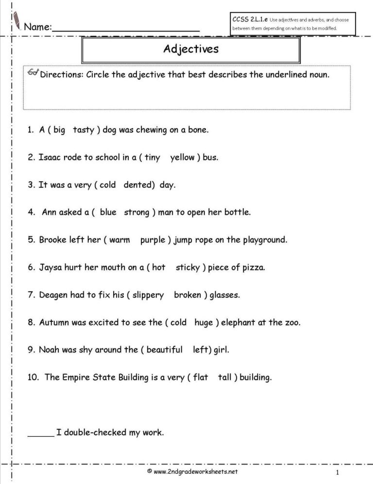 7th Grade Noun Worksheets Pdf