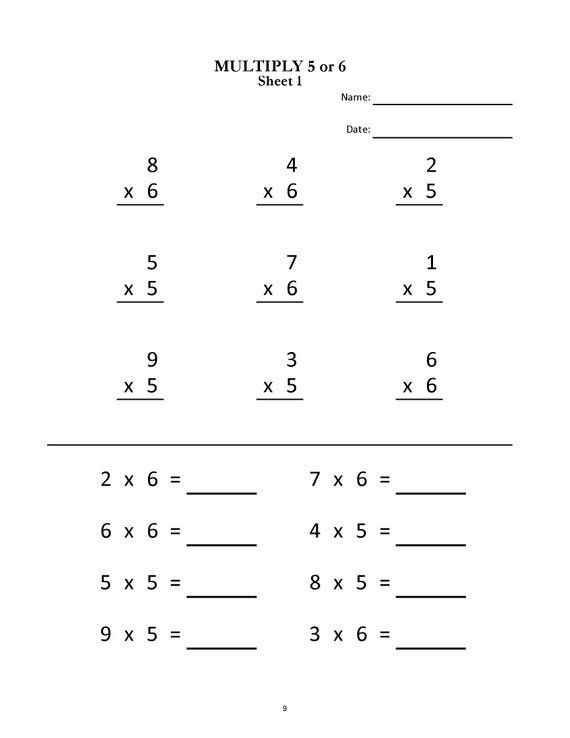 2nd Grade Maths Multiplication Worksheet For Class 2