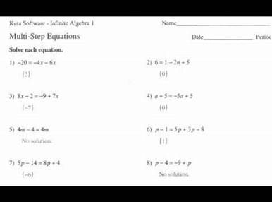 Algebra 1 2020 Kuta Software Answers