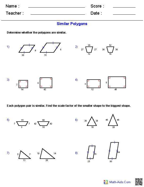 Similar Polygons Worksheet