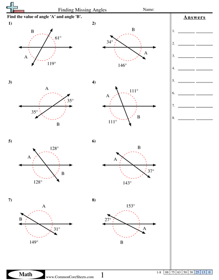 Year 7 Find The Missing Angle Worksheet