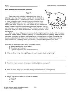 Reading Comprehension Worksheets 4th Grade