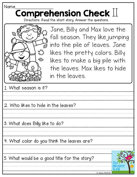 Comprehension For Class 1 In English