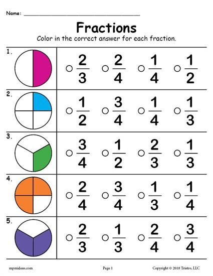 2nd Grade Free Printable Fractions Worksheets