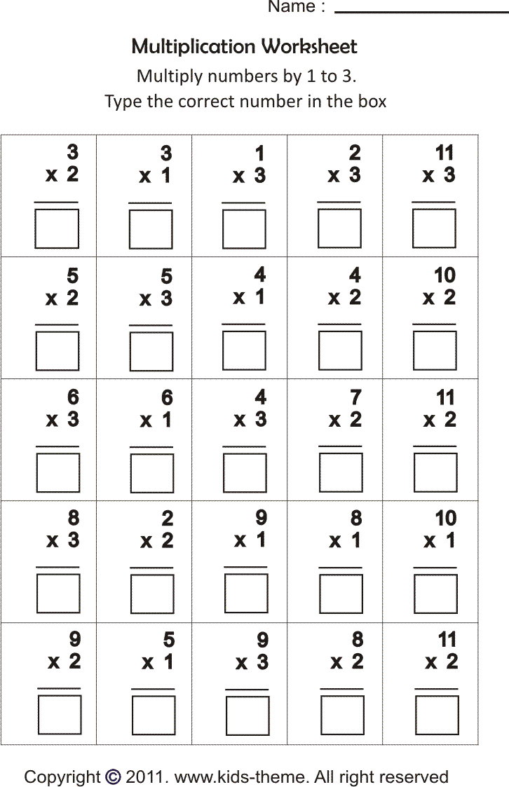 Math Worksheets For Kids Multiplication