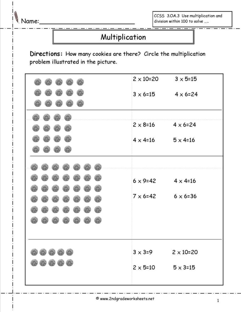 Multiplication Arrays Worksheets Grade 3