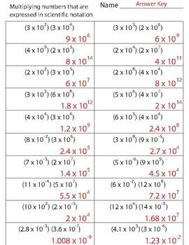 Scientific Notation Practice Worksheet Answers