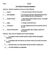 5 Themes Of Geography Worksheet Answer Key