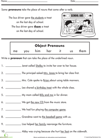 Object Pronouns Worksheets With Answers Pdf