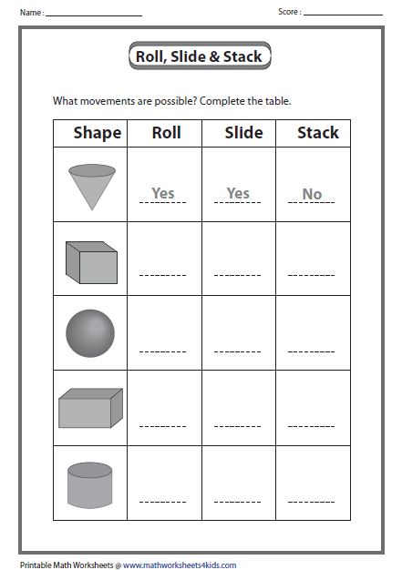 3d Shapes Worksheets Pdf