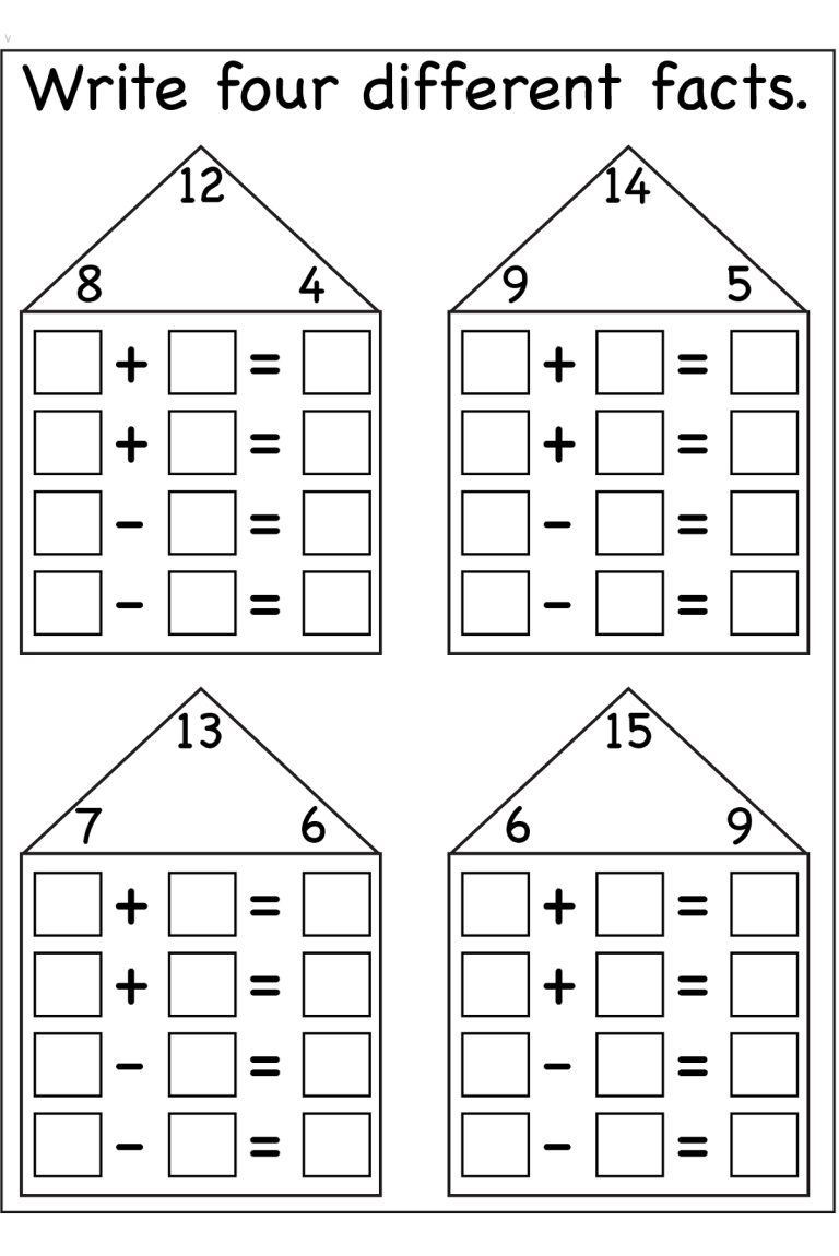 Fact Family Worksheets Free