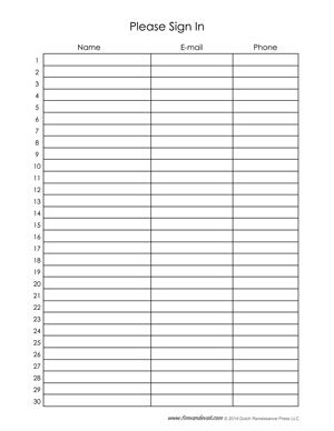 Printable Sign In Sheet Template Excel